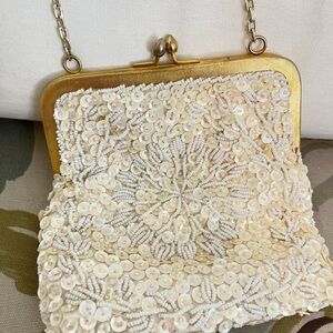 Cute little white beaded purse